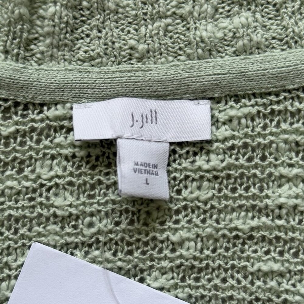J. Jill Size Large Textured Prickly Pear Green Cardigan Sweater Button Front NEW - Picture 3 of 12